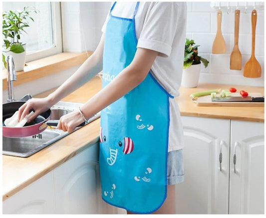 Women Waterproof Sleeveless Cartoon Kitchen Cooking Apron – Beautiful Funky Color Apron (random Color)
